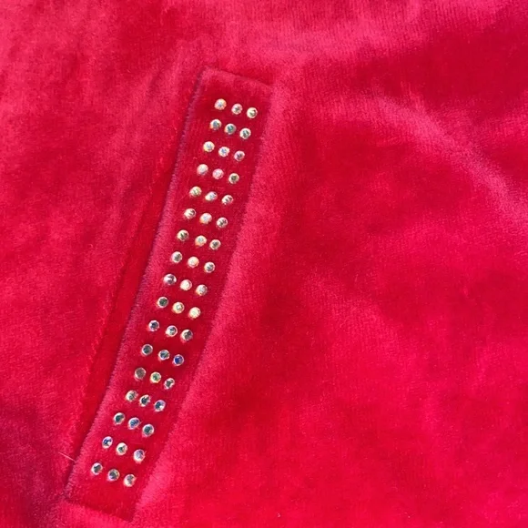 Retro, Juicy Couture, Cherry Red Velour, Zip Up, Juniors Extra Small, EUC - Picture 10 of 11